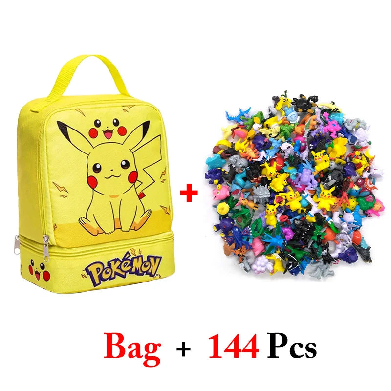 144 style Pokemon Figure with Storage Bag Monster elf ball Set Toy Pikachu Anime Action Mini Small Pokeball Child birthday Gift
