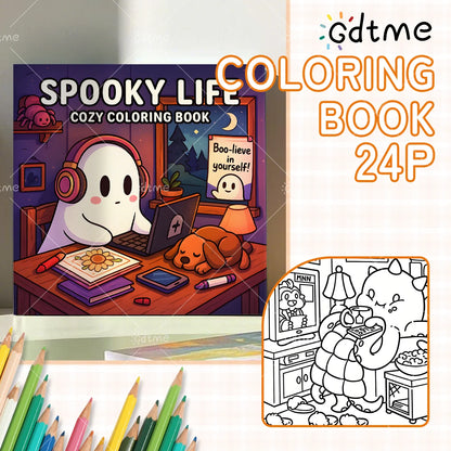 Halloween Spooky Life Coloring Book for Adults and Teen Featuring Adorable Creepy Creatures Painting Gift Art Activity Book