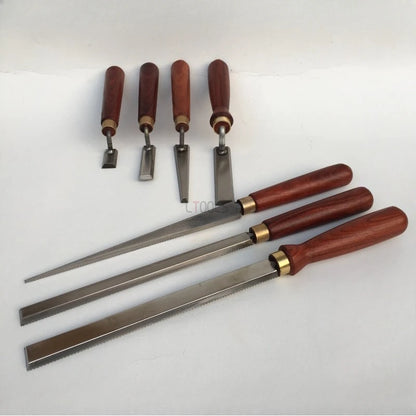 White Steel Flat Bottomed File Wooden Groove Polishing Special High Foot File Knife Set Woodworking Handmade Fine Polishing File
