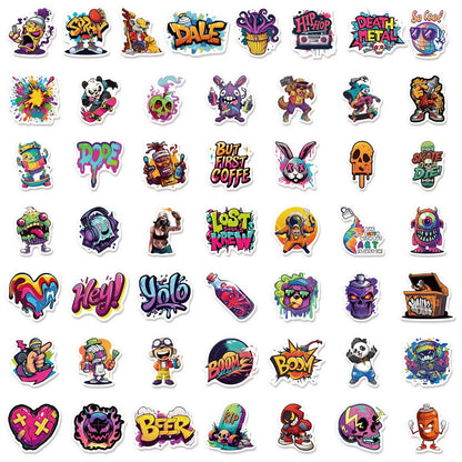 50PCS Creative Trendy Street Graffiti Stickers Luggage Notebook Skateboard Speaker Labels Waterproof Stickers