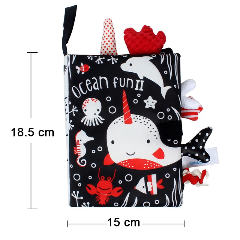 Soft Baby Books 3D Touch Feel High Contrast Cloth Book Sensory Early Learning Stroller Toys for Infant Toddler Gifts 0-12 Months