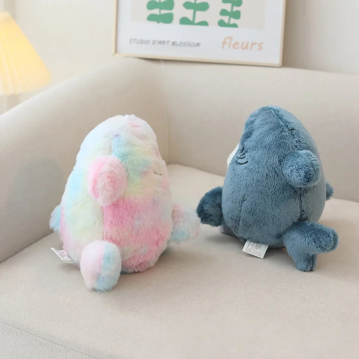 Kawaii Shark Cat Plush Toy Soft Stuffed Colorful Shark Cat Doll Kids Toys Birthday Christmas Gift for Boys Girls