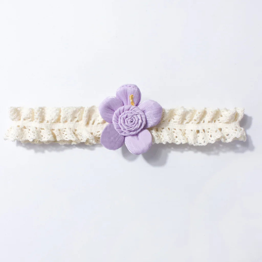 New Baby Hair Accessories Cute Flower Lace Elastic Headband for Infants Children's Fontanelle Protection