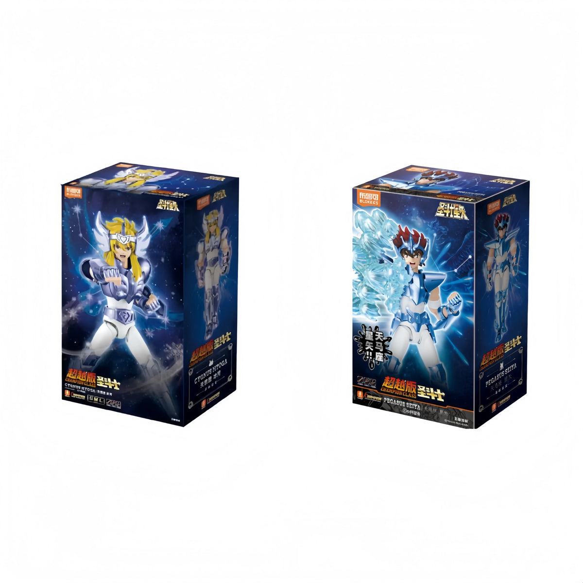 BLOKEES Saint Seiya 40TH Gold Saint EX Cygnus Hyoga Pegasus Seiya Buildable Statue Spare Hands Golden Paint Collectible Toy Gift