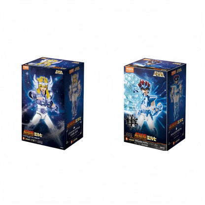BLOKEES Saint Seiya 40TH Gold Saint EX Cygnus Hyoga Pegasus Seiya Buildable Statue Spare Hands Golden Paint Collectible Toy Gift