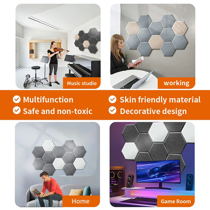 TOUO Acoustic Panel 6/12/18 Pcs Offices Acoustic Treatment Flame Retardant Ceiling Material Sound Insulation Wall Panels