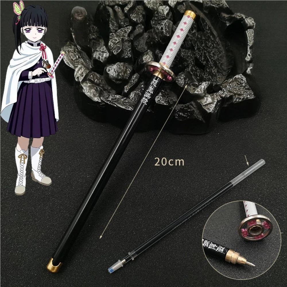 Anime Demon Slayer Nichirin Sword Katana Pen Kimetsu No Yaiba Giyu Refillable Gel Pen for Anime Fans Collection School Supplies