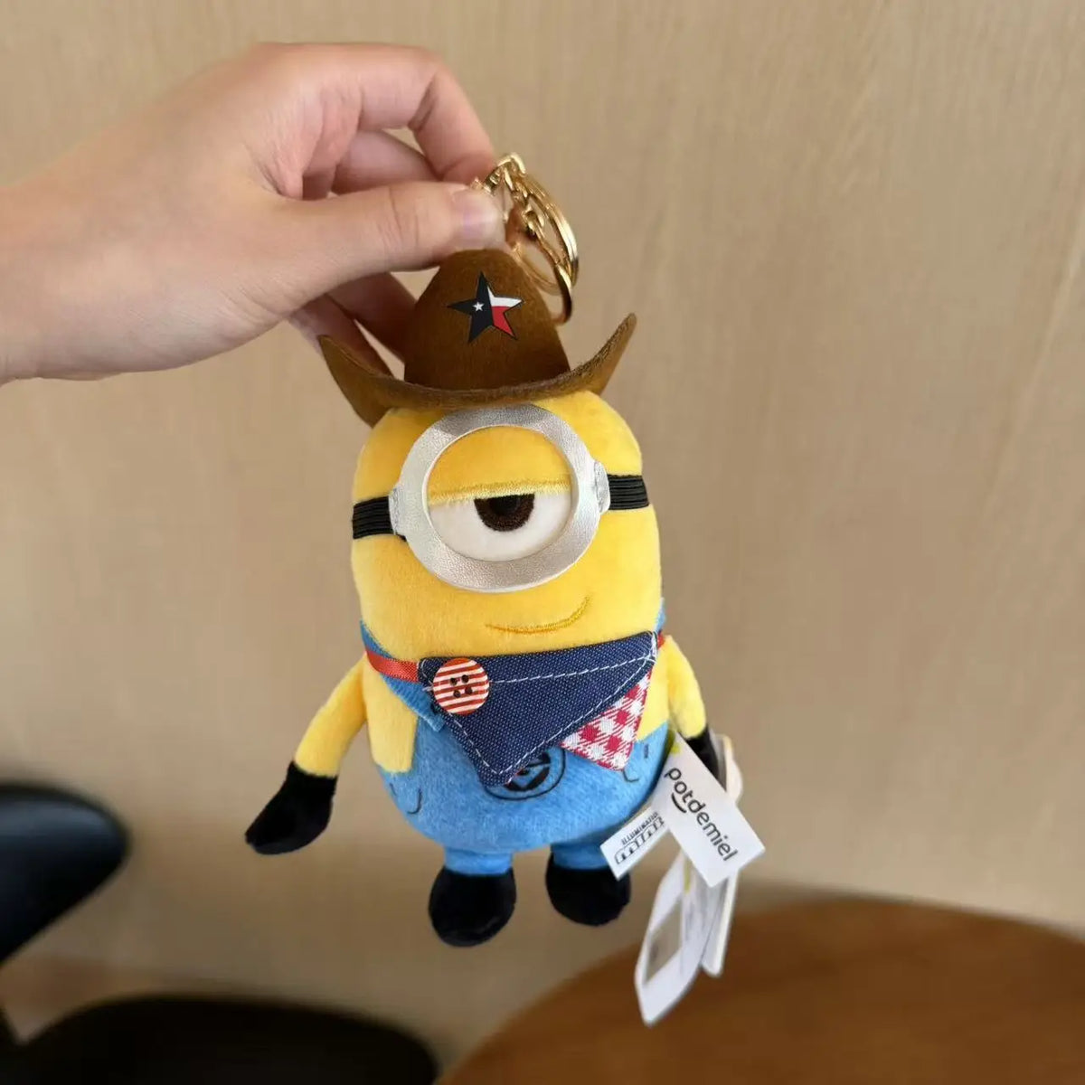 Genuine Cute Little Yellow Minion Bob Backpack Pendant Cartoon Plush Doll Keychain Bag Doll Decoration Birthday Gift