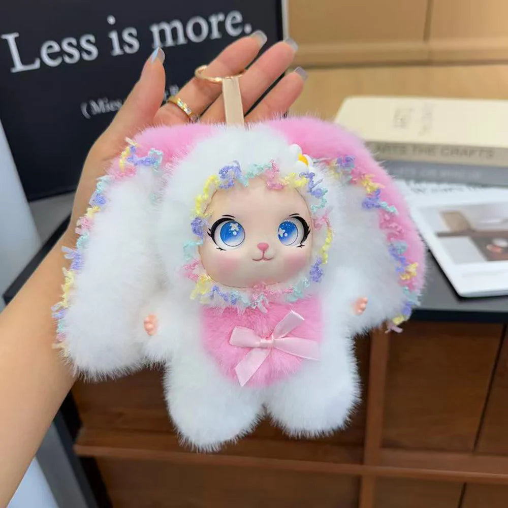 Cute and colorful Plush Rabbit doll; Children's Plush Animal Rabbit doll; Long-Eared Cute Rabbit Lace-Trimmed Plush doll Pendant
