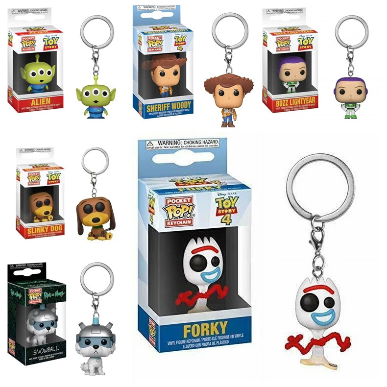 Funko POP Toy Story 4 Forky Slinky Dog Woody Buzz Lightyear Alien Keychain Action Figure Collection Model Toys for Children Gift