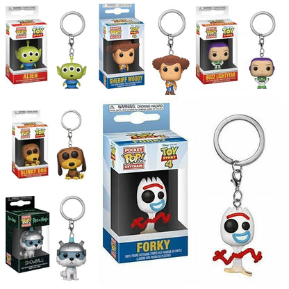 Funko POP Toy Story 4 Forky Slinky Dog Woody Buzz Lightyear Alien Keychain Action Figure Collection Model Toys for Children Gift