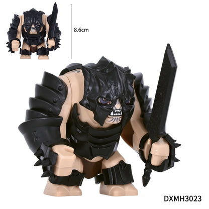 Orc Warrior Block Figures Set, Giant Troll Monster + 20Pcs Armored Soldier Models, Fantasy Army Building Bricks, Detailed Armor