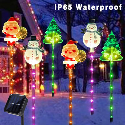 1Set of Solar Santa Claus&Christmas Tree and Elk 6 in 1 Lawn Lights Outdoor Garden Solar Lawn Lights For Lawn Yard Holiday Decor