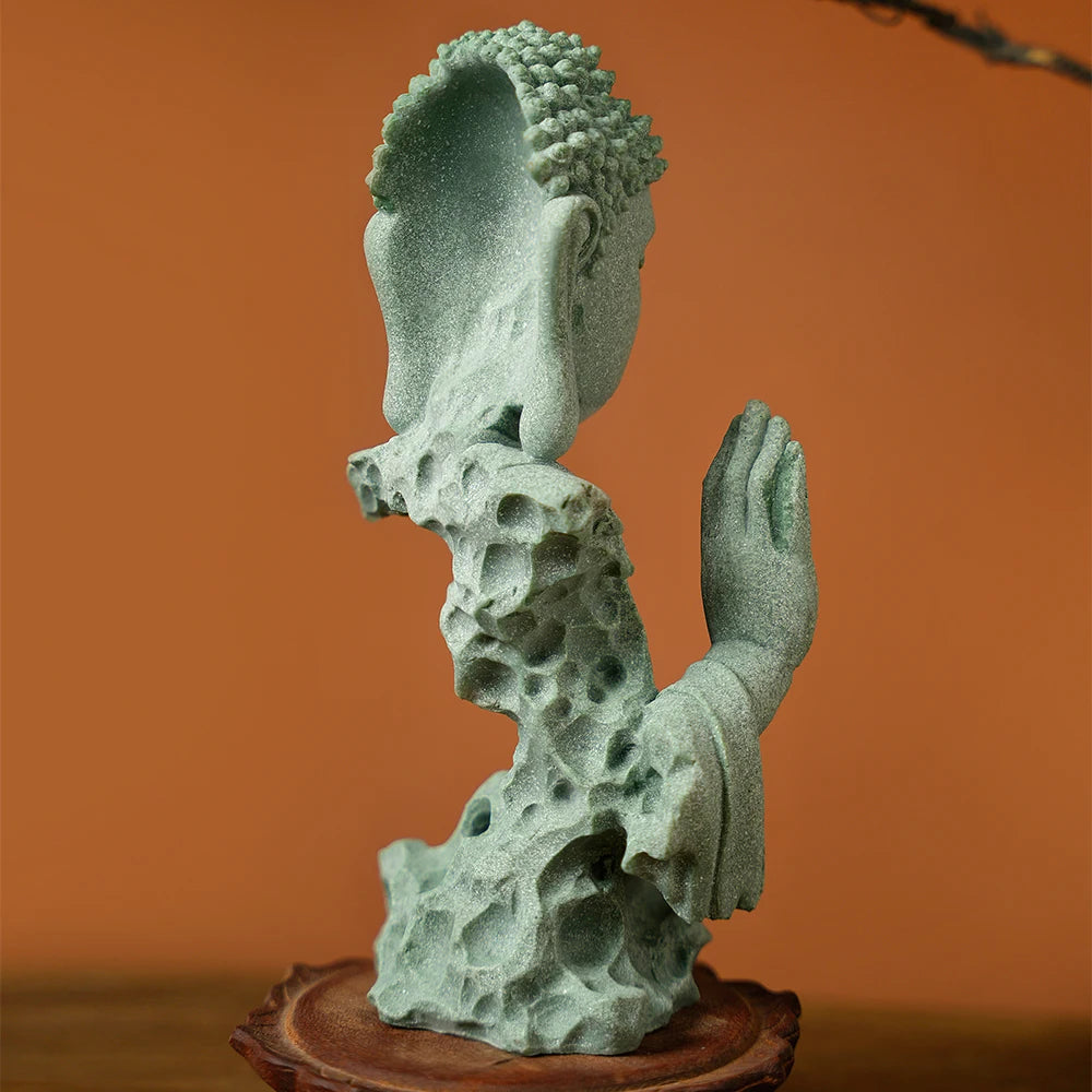 Buddhist Statue Desktop Decoration Tablescape Decoration Home Zen Statue Green Sandstone