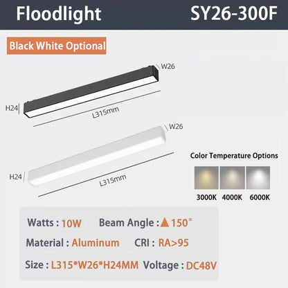 6MM Ultra Slim Magnetic Track Light Surface Mounted Ceiling Rail DC48V Modern LED Lamp Black White Magnet Rail Lamp Spotlight