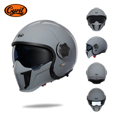 Full Face Open Face Motorcycle Helmet Double Lens Modular Helmets DOT ECE APPROVED CYRIL OP12A Man Woman Retro Moto Helmet
