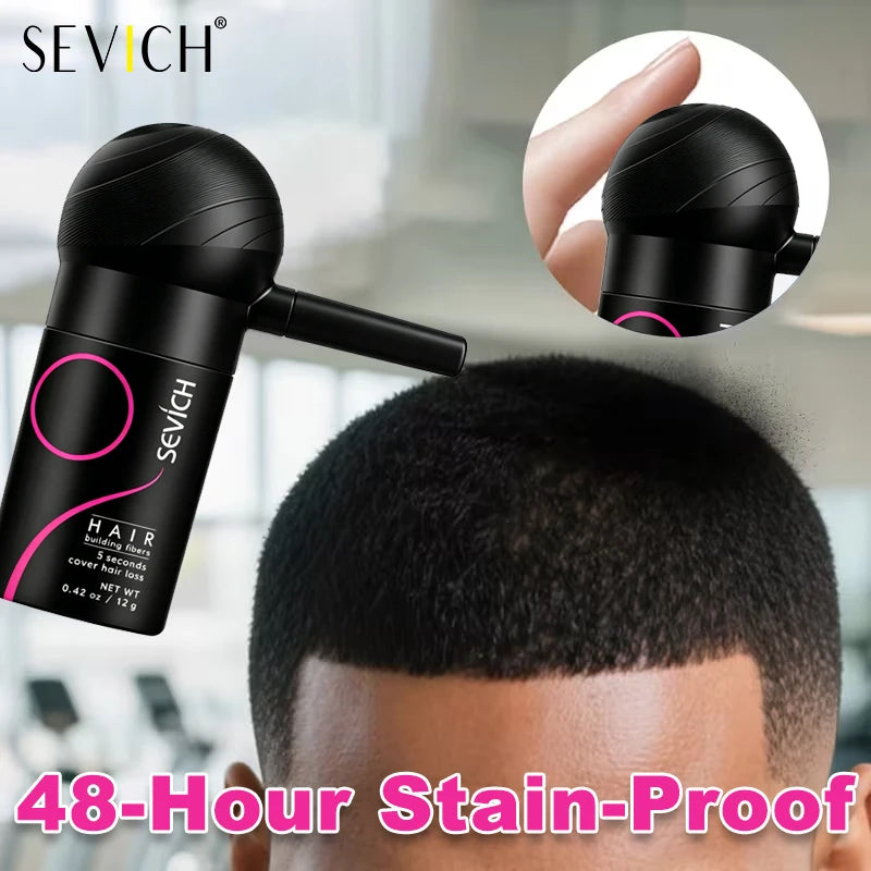 SEVICH Hair Building Fiber Set - Spray Head Design, Precise Coverage, 3 Sec Quick Thickening for Sparse Areas & Styling