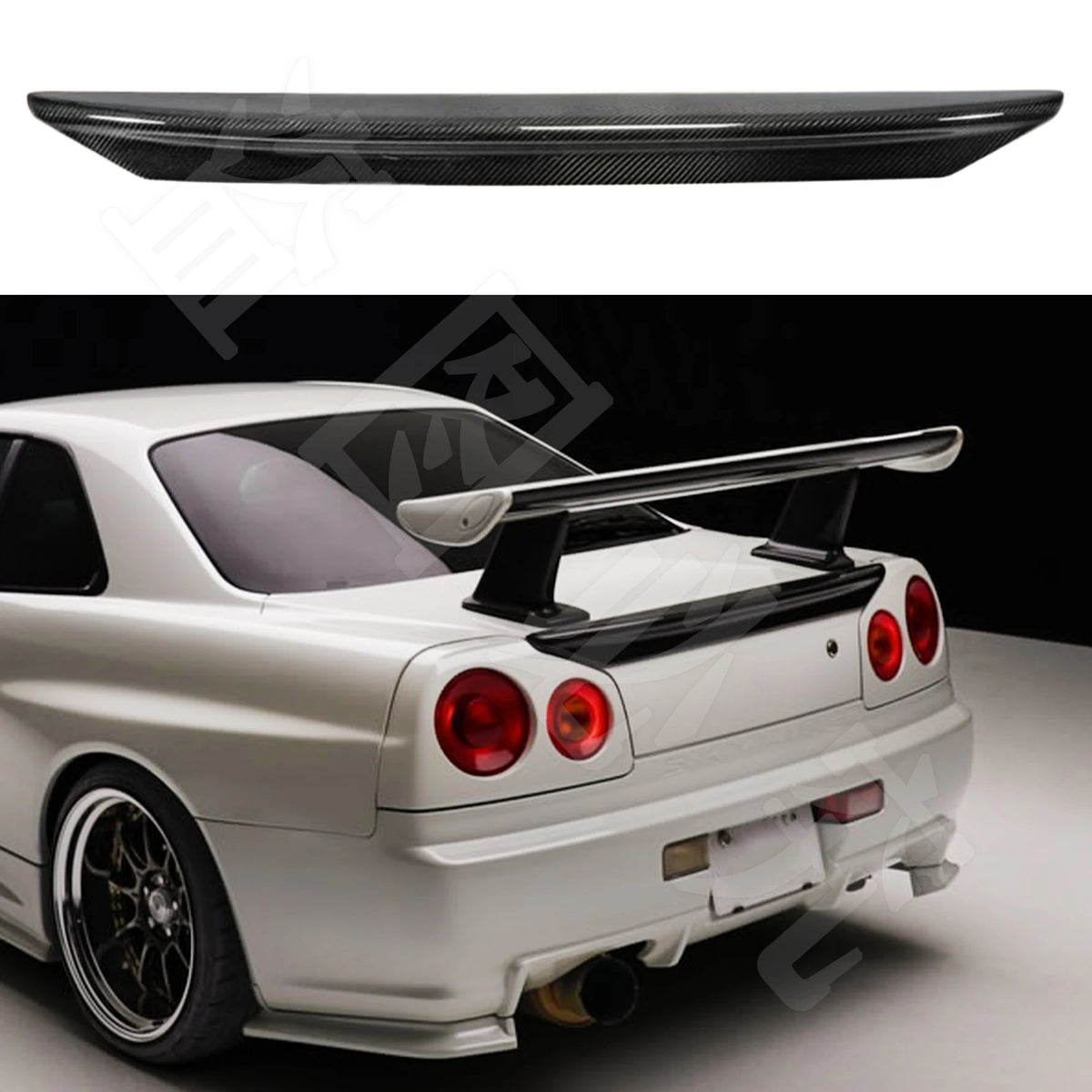 For Nissan Skyline R34 GTR rear trunk spoiler wing boot lip body kit HK style high-quality carbon fiber ducktail wing
