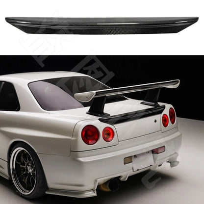 For Nissan Skyline R34 GTR rear trunk spoiler wing boot lip body kit HK style high-quality carbon fiber ducktail wing