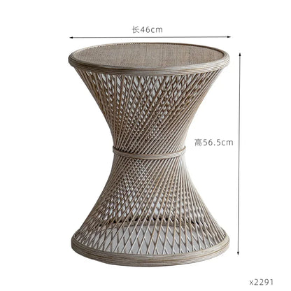 Retro Style Woven Small Round Table B&B Hotel Lobby Side Table Modern Simple Rattan Small Coffee Table Furniture Living Room