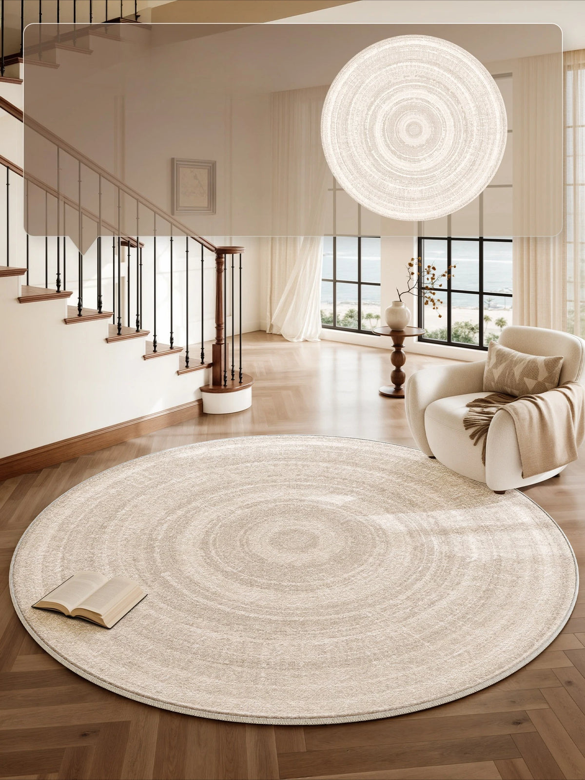 Cream Style Carpets for Living Room Minimalist Bedroom Decor Round Carpet Fluffy Soft Lounge Floor Mat Thick Plush Cloakroom Rug