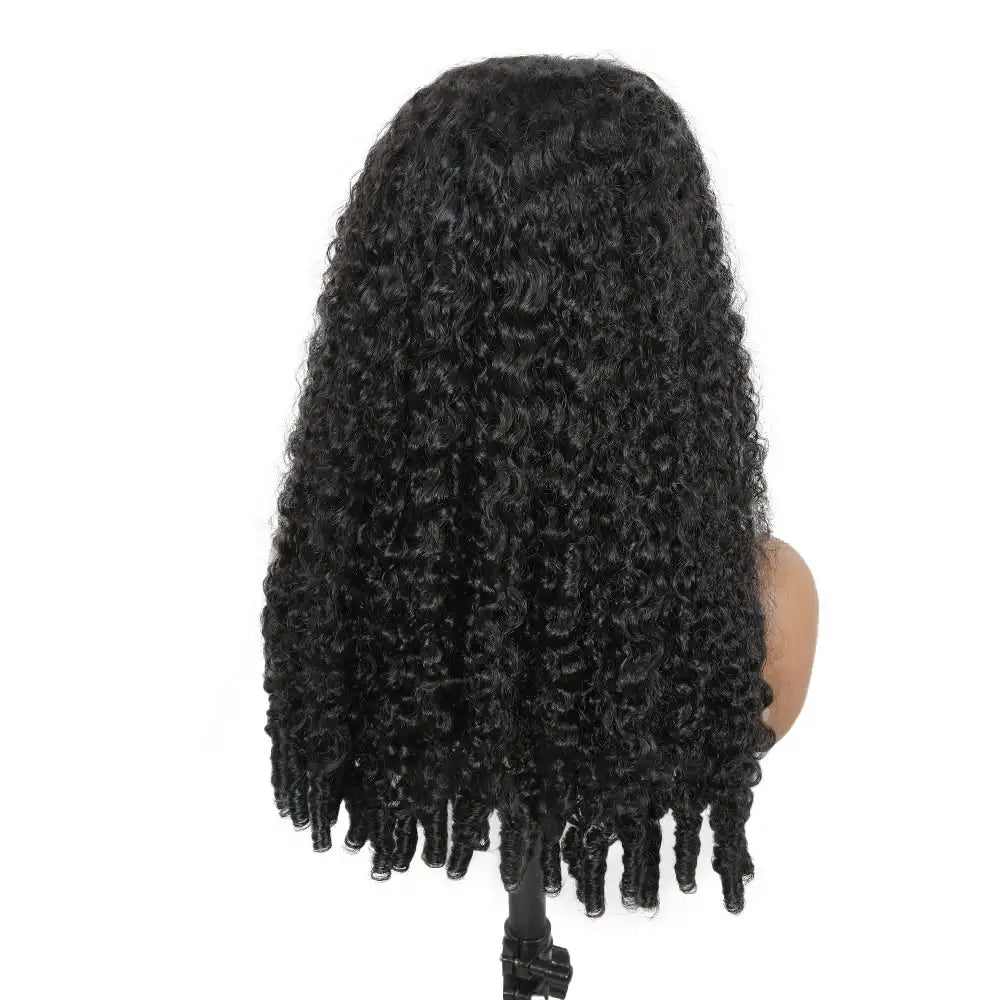 32 Inch Burmese Curly Headband Wig Human Hair 250% Density Machine Made Wig Natural Color Brazilian Prepluck Human Hair Wig
