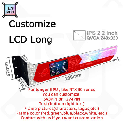 LCD GPU Bracket RGB VGA Support 2.2 Inch Display Temperature Detection ROG Graphics Cards Stand Video Card Holder AURA SYNC MOD