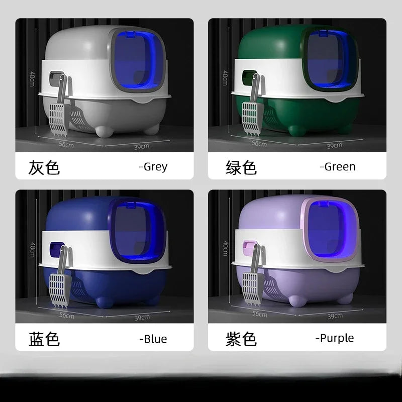 Oversized Cat Litter Box Fully Enclosed Pet Toilet Automatic Deodorizing Flip-top Cat Shit Basin