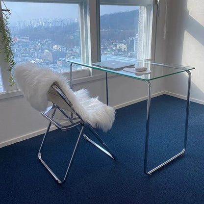 #Computer Desk, Glass Desk, Writing Desk, Living Room, Home Minimalist Makeup Desk