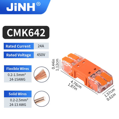 JINH CMK64 Splicing Electrical Plug Connect Disconnect Quick Lever Wiring 2/3/4P for Compact Male Female Terminals Blocks