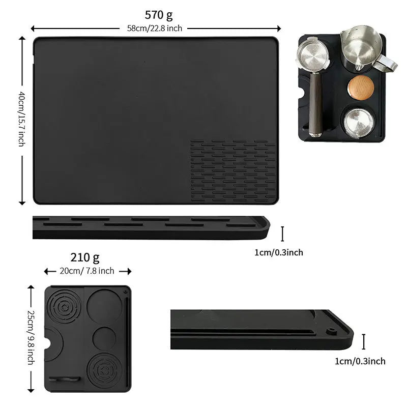 Minimalist Silicone Coffee Press Mat Tray Bar Pad Square 2 in 1 Drying and Pressing Mat for Coffee Machine