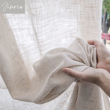 Cotton and Linen Texture Translucent Curtains for Bedroom Living Room with UV Protection Sheer Curtain Window Screen Yarn Custom