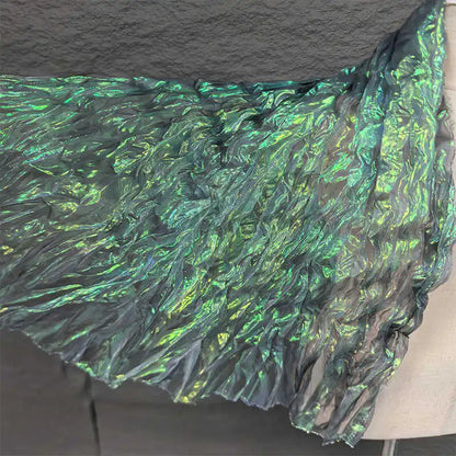 Wave Wrinkled Organza Fabric Gradient By The Meter for Decorative DIY Clothing Designer Sewing Laser Mermaid Texture Cloth White