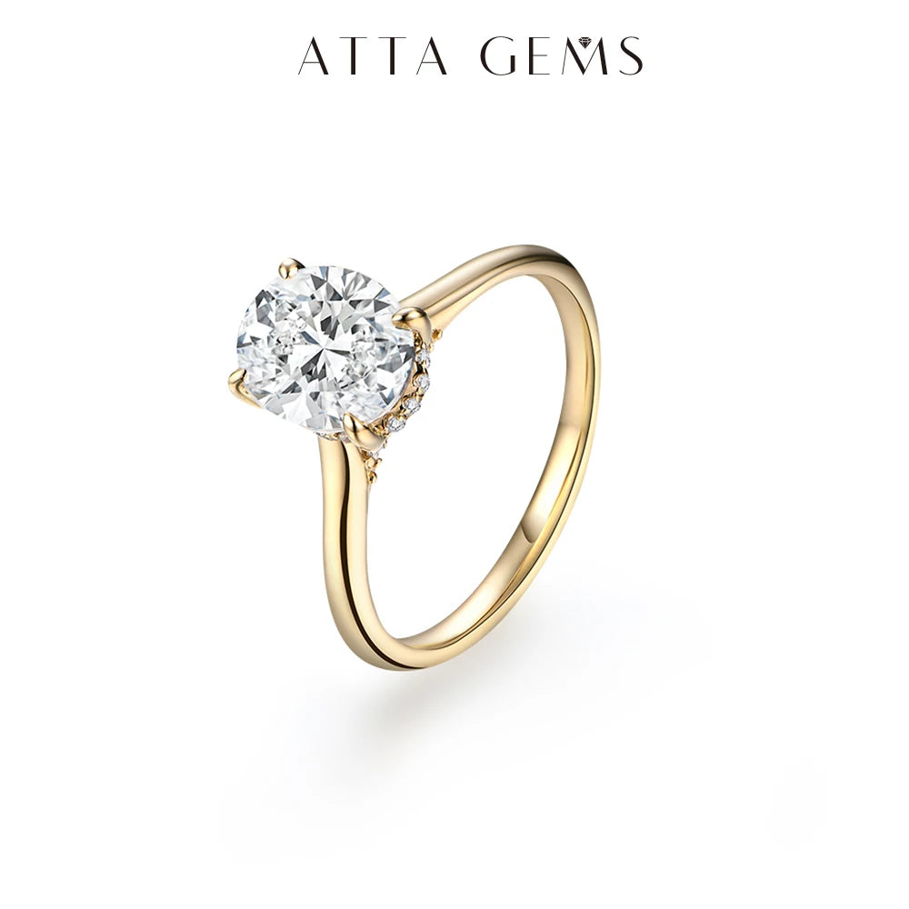 ATTAGEMS Oval Cut 9*7mm 2CT D VVS1 Moissanite Rings S925 Sterling Silver for Women Engagement Wedding Lady's Jewelry Gift Luxury