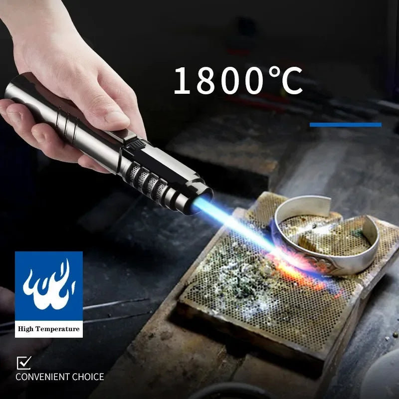 2025 new version 1800 ° spray gun gas lighter metal outdoor windproof blue strong flame spray gun jet lighter welding tool