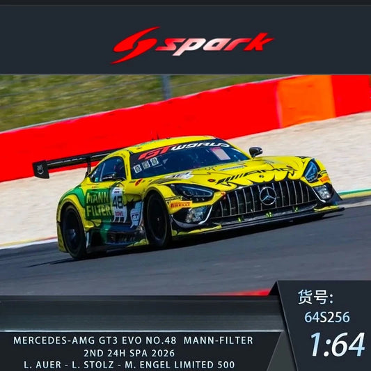 Spark 1:64 Premium Sedan AMG GT3 EVO # 48 Die Casting Alloy Car Model Adult Collection Ornament Male Toy