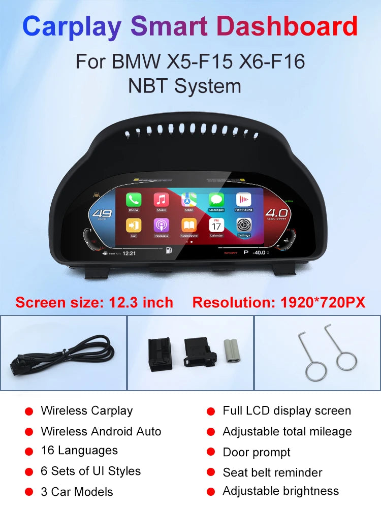 For BMW 5/6/7 series F06 F10 F11 F12 F01 F02 F03 X5 F15 X6 F16 X3 F25 X4 F26 Lcd Digital Dashboard Cluster Support Carplay Auto