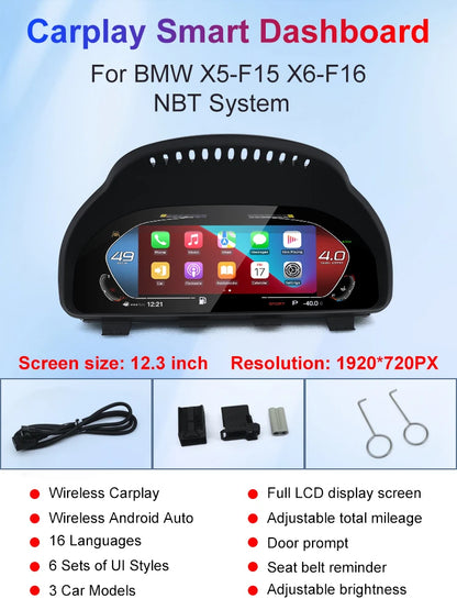 For BMW 5/6/7 series F06 F10 F11 F12 F01 F02 F03 X5 F15 X6 F16 X3 F25 X4 F26 Lcd Digital Dashboard Cluster Support Carplay Auto