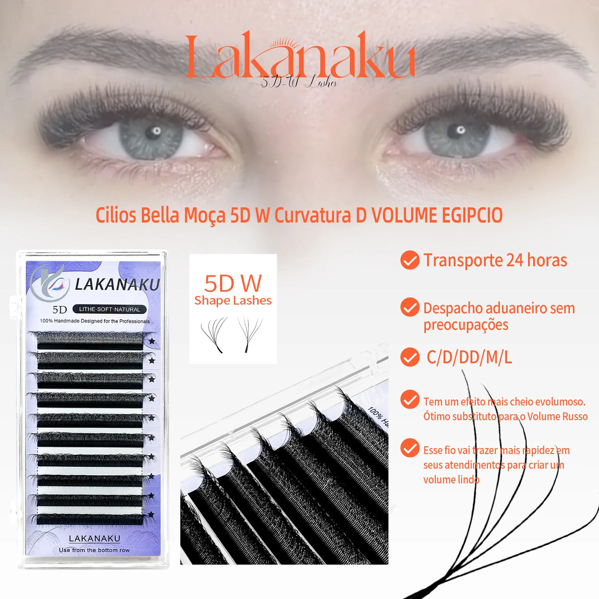 LAKANAKU 5D W Shaped L M Curl Cilios 5DW Clover Russian Eyelashes Extension Angle W Shape Mink Lashes Volume Lashes Extension