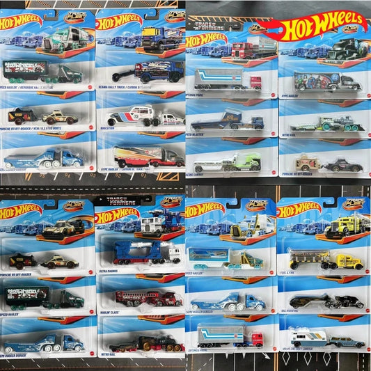 New Hot Wheels Transformers HYT56 Transformerstrack Fleet Optimus Prime Ultra Magnus Volvo 240 Drift 1/64diecast Car Model Toys