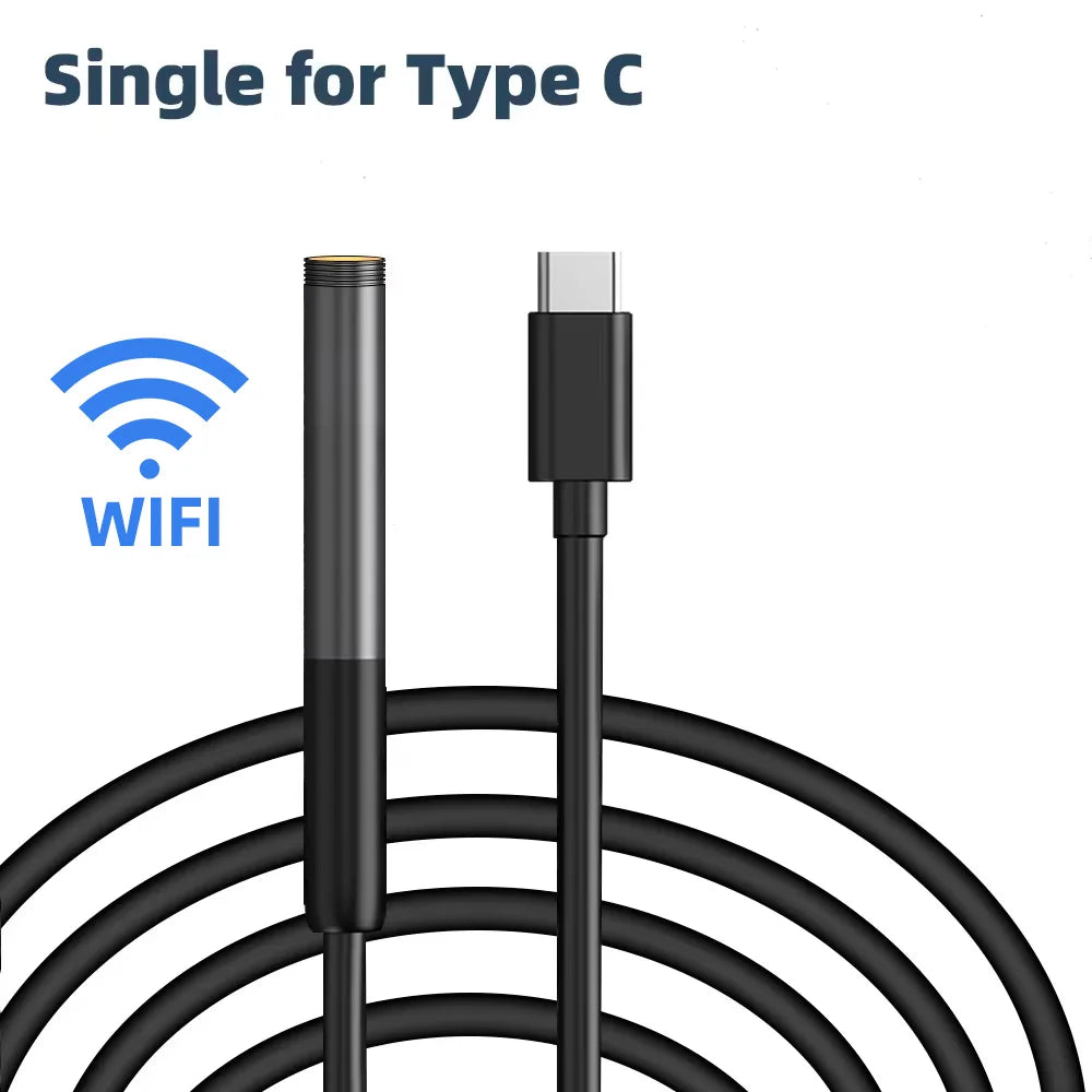 KERUI 2MP Industrial Endoscope Camera Single/Dual Lens Mini Inspection Camera for Iphone Waterproof Pipeline Borescope Type C