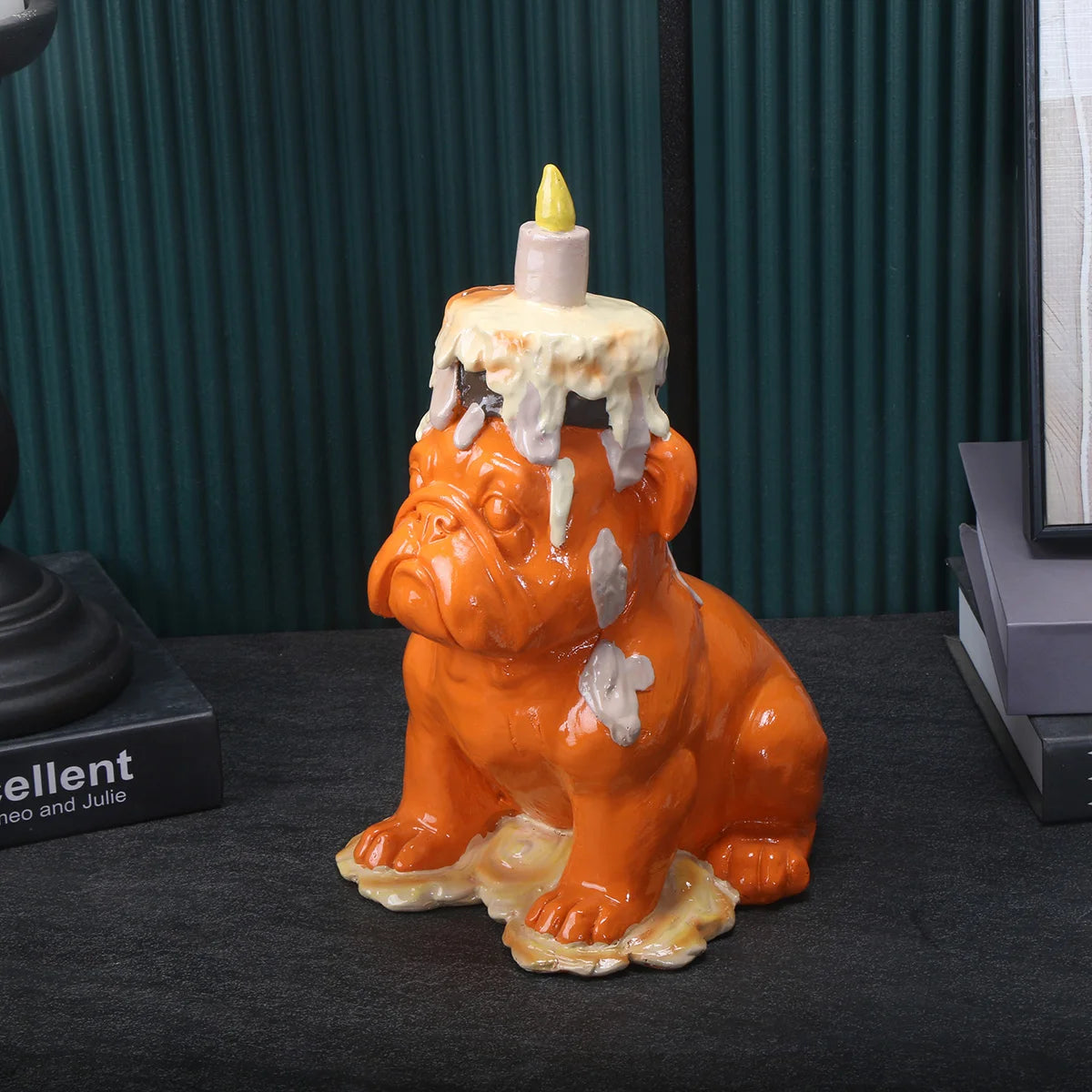 Balloon Dog Sculpture with IceCream Cone & Cake Design, Creative Bull Statue for Home Decor