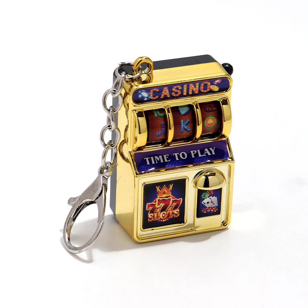 Mini Gambling Slot Machine Key Chains Creative Arcade Pocket Fruit Lucky Jackpot Gadget Antistress Toy Funny Games Keychain Ring