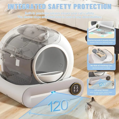 Tonepie 2026 Upgraded Self Cleaning Box, Automatic Toilet 65L with 1 Hair Comb, Negative Ion Deodorization, APP Control