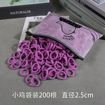 200Pcs Children's Hair Band Headgear Baby Rubber Band Women's Tie Head Girls' Headband High Elasticity Rope Hair Accessories