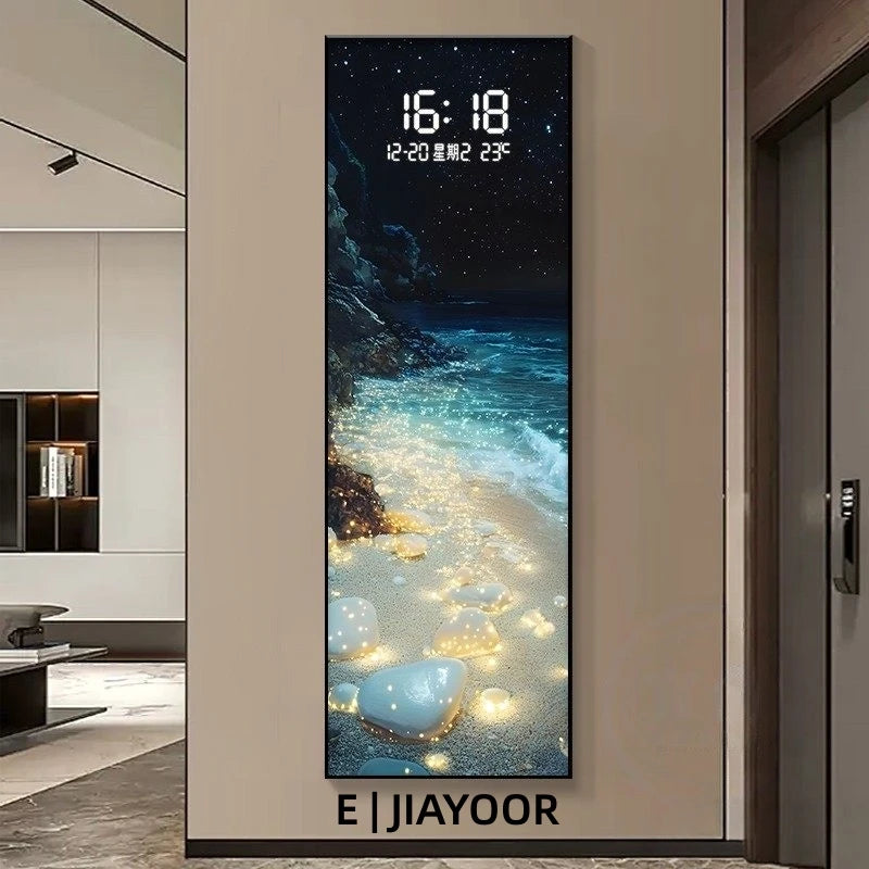 Modern Electronic Clock LED Wall Lamp for Living Room Entrance Corridor Study Hotel Plane Painting Home Decorations Mural Light