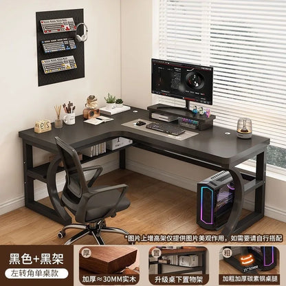 Computer Desk Corner Multi Functional Double Writing Table L Shaped Office Desk with Bookshelf Study Desk for Home Furniture