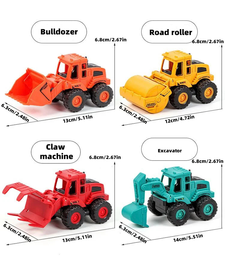 Simulation Engineering Vehicle Toys, Inertial Vehicles, Excavators, Bulldozers, Road Rollers, Claw Machines, Suitable as Gifts F