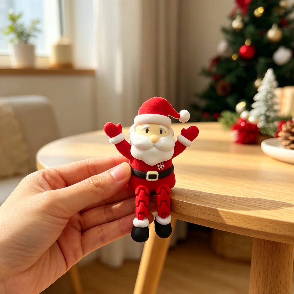 Santa Claus Figurine,Sitting Dangling Leg Design,Christmas Desktop Edge Ornament,Festive Tabletop Decor,Holiday Gift for Xmas Pa