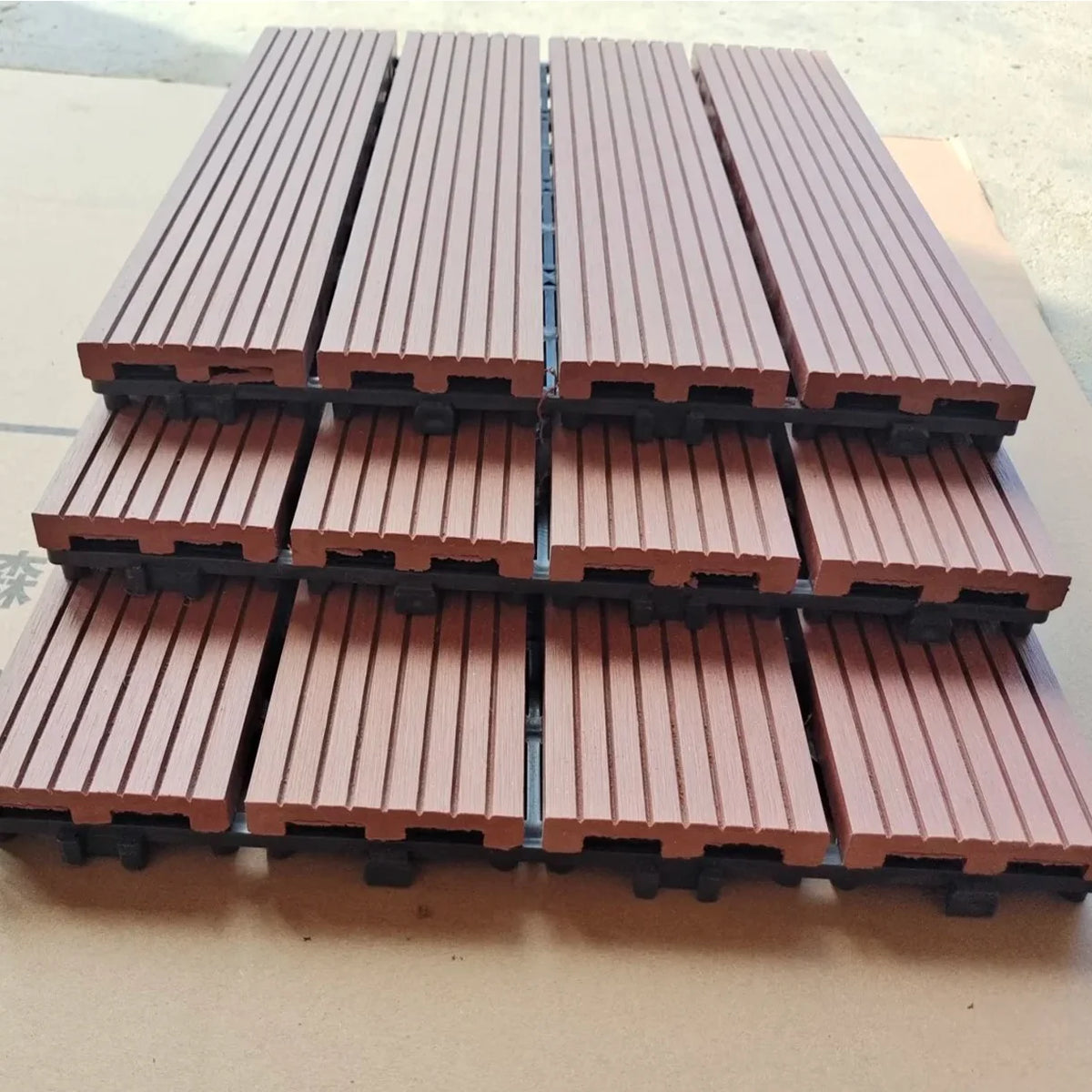 Selin Outdoor Waterproof Interlock WPC Composite Patio Tile Wood Floor for Terrace Parquet Deck Tile Plastic Decking